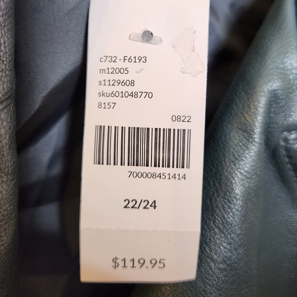 Lane Bryant green faux leather moto jacket nwt 22/24 2022 version - Picture 3 of 7